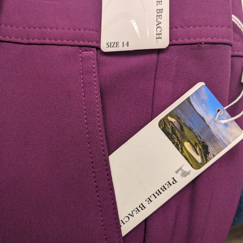Pebble Beach Performance Magenta Capris Activewear, Size 14